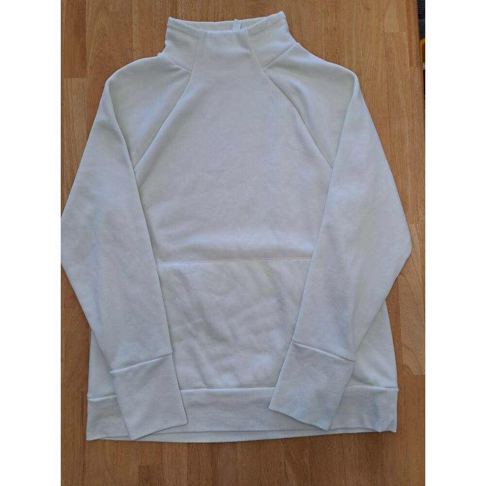 Fabletics Fleece Womens Ivory Zaylee Funnel Neck Tunic Kangaroo Pocket Large